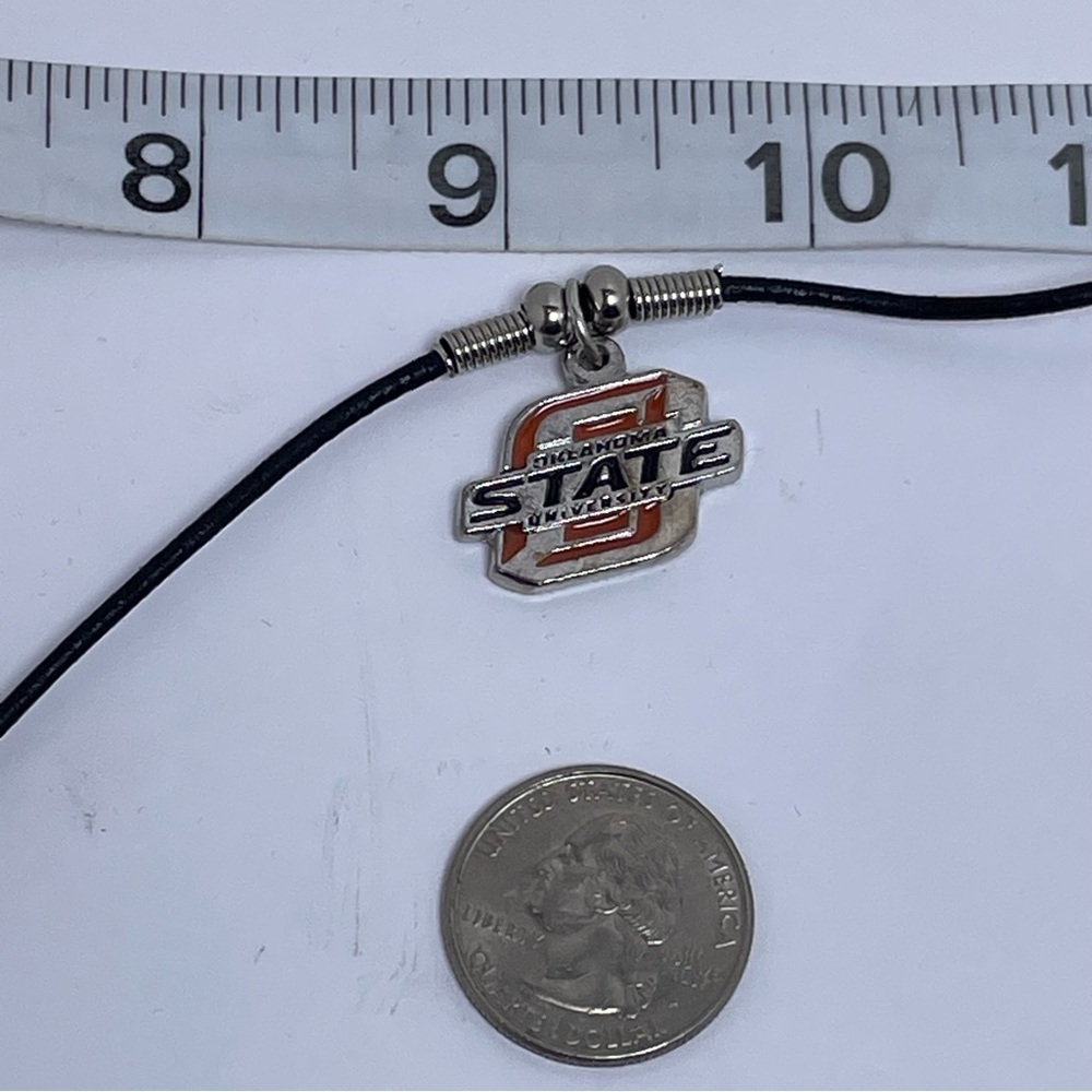 Oklahoma State Pendant Necklace on Leather Band - Picture 4 of 5